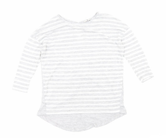 TU Womens Grey Striped Viscose Basic Blouse Size 12 Round Neck