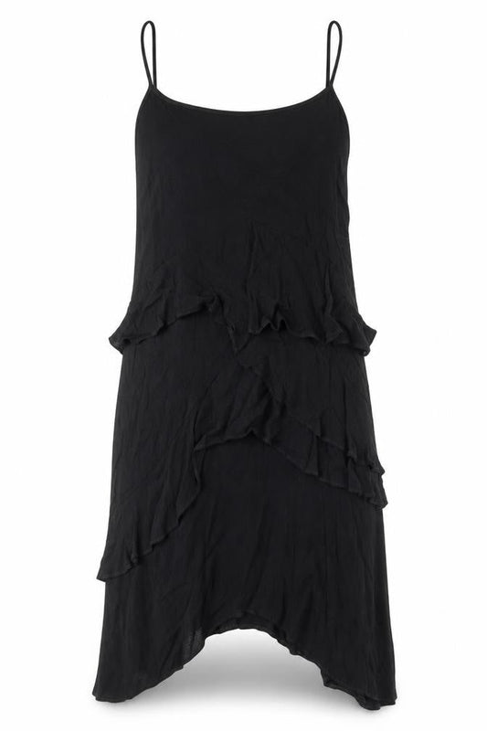 Topshop Womens Black Viscose Slip Dress Size 10 Round Neck Pullover
