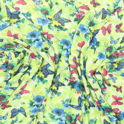 Urban Mist Womens Green Floral Polyester Basic Blouse Size L Scoop Neck