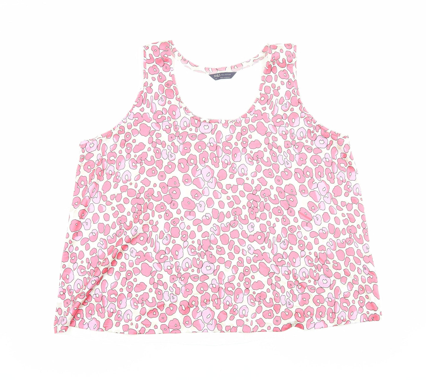 Marks and Spencer Womens Pink Animal Print Polyester Basic Tank Size 20 Scoop Neck - Leopard Print