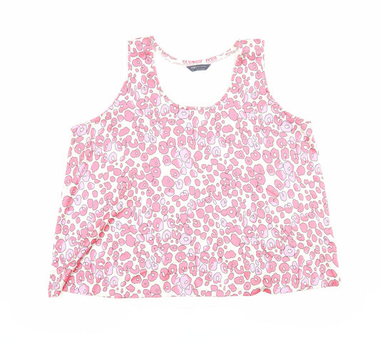 Marks and Spencer Womens Pink Animal Print Polyester Basic Tank Size 20 Scoop Neck - Leopard Print