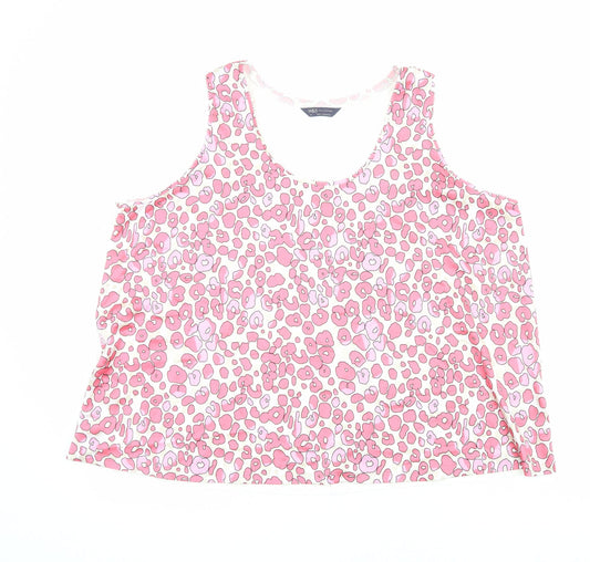Marks and Spencer Womens Pink Animal Print Polyester Basic Tank Size 22 Scoop Neck - Leopard Print