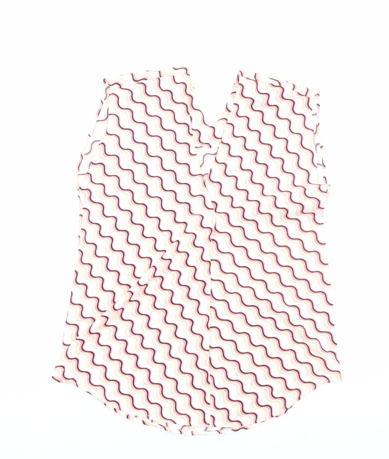 Marks and Spencer Womens Multicoloured Geometric Polyester Basic Tank Size 6 V-Neck