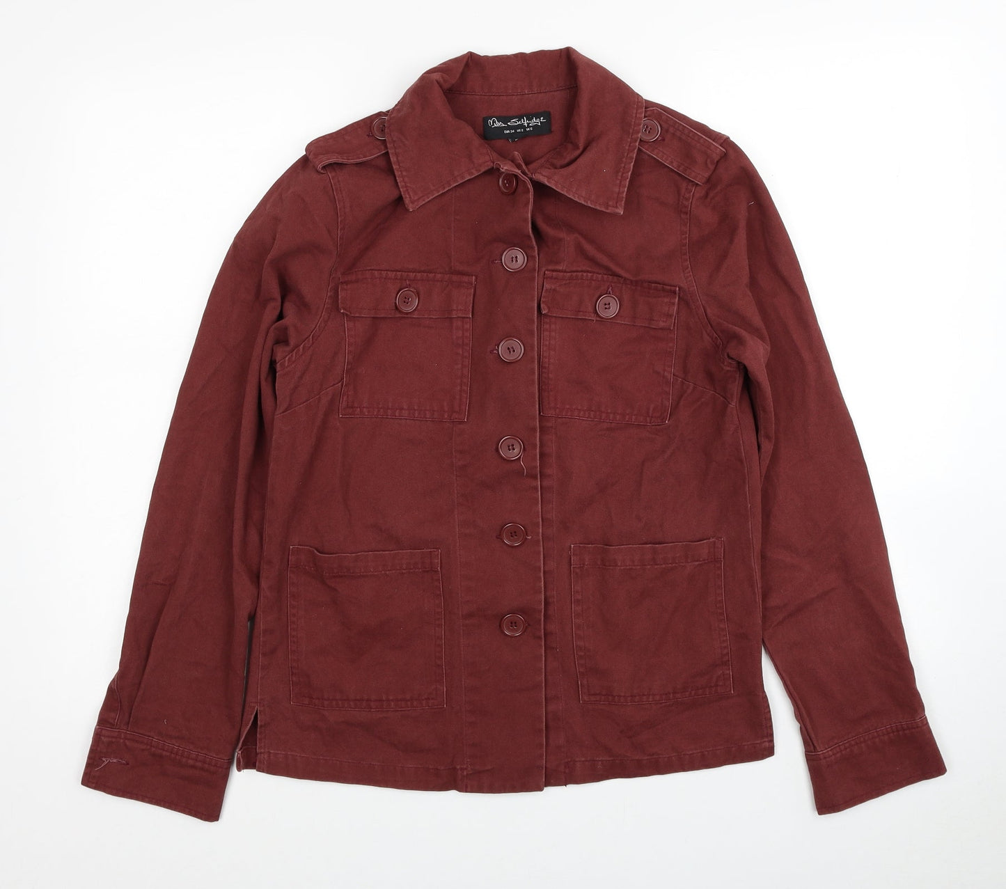 Miss Selfridge Womens Red Military Jacket Jacket Size 6 Button