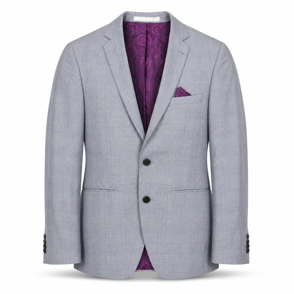 Burton Mens Grey Plaid Polyester Jacket Blazer Size 36