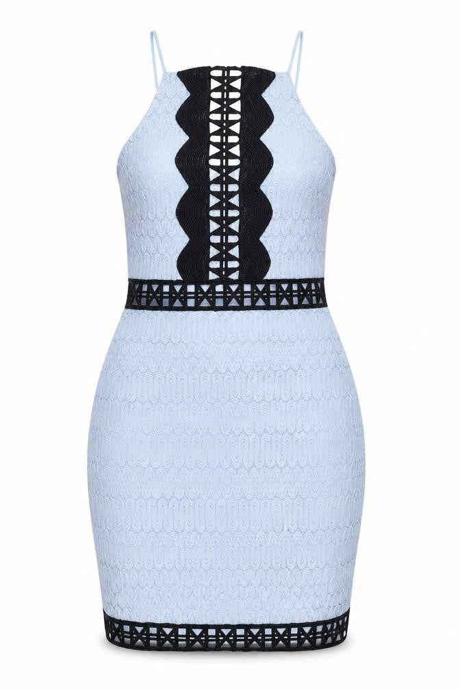 Topshop Womens Blue Cotton Bodycon Size 10 Square Neck Zip