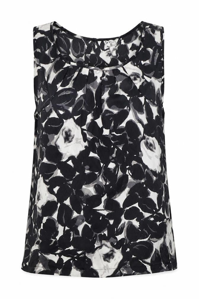 Antoni & Alison Womens Black Floral Polyester Basic Button-Up Size M Round Neck