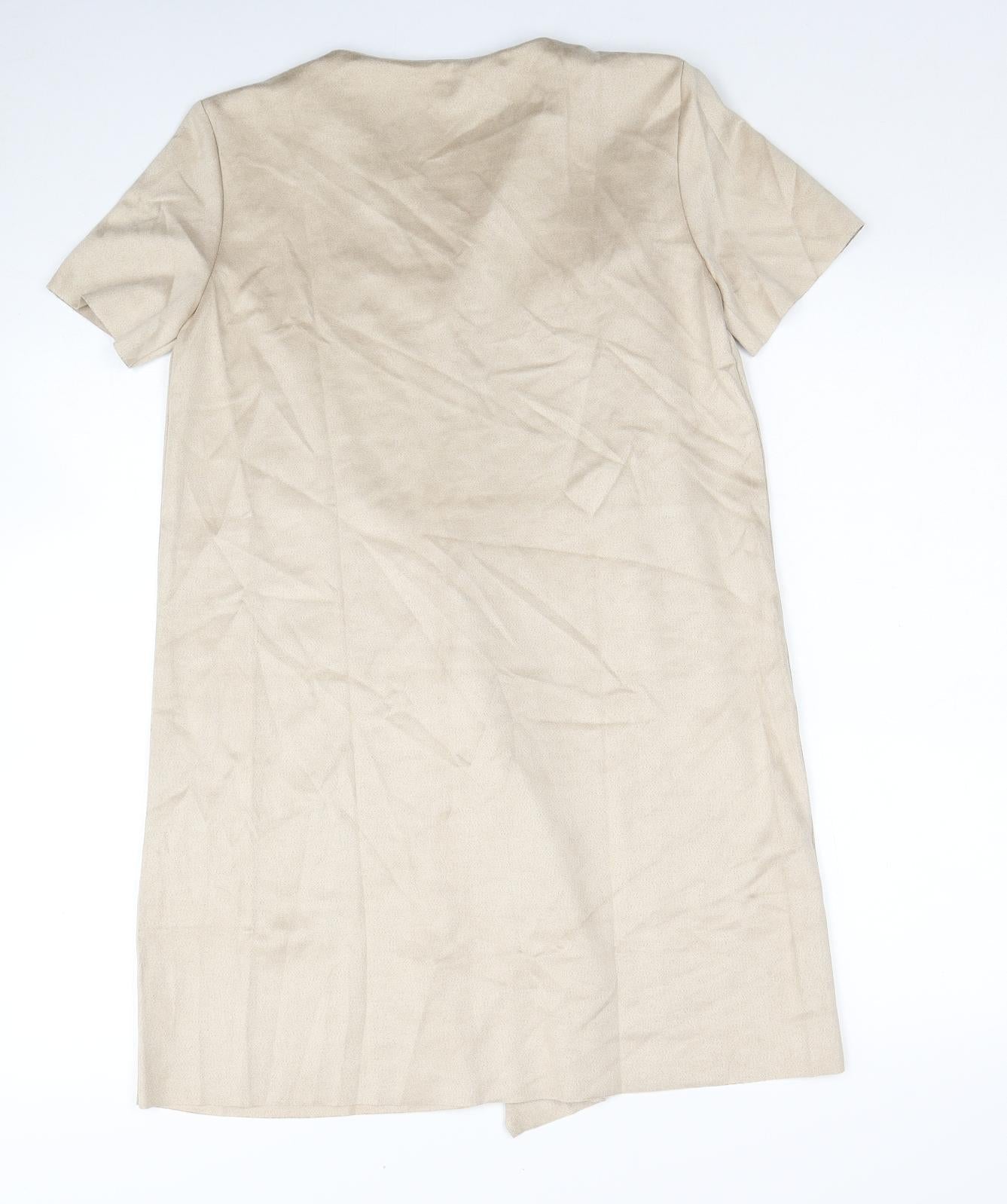 Zara Womens Beige Polyester Shift Size XS V-Neck Pullover