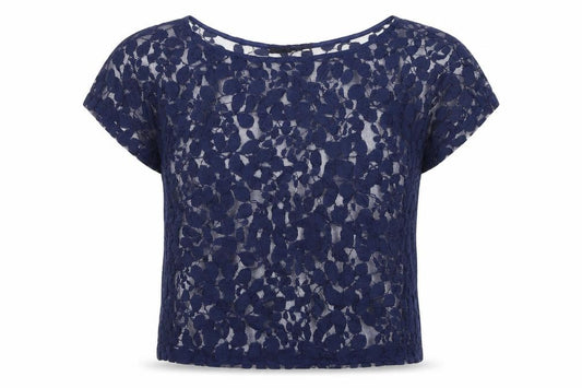 Atmosphere Womens Blue Floral Polyester Basic Blouse Size 8 Round Neck