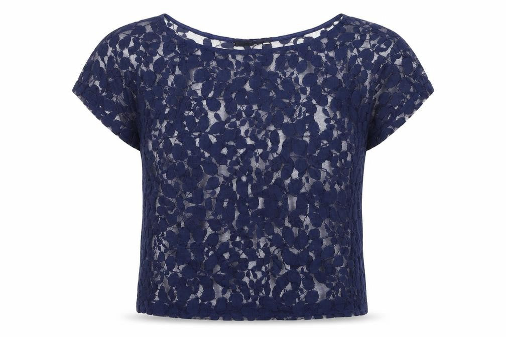 Atmosphere Womens Blue Floral Polyester Basic Blouse Size 8 Round Neck