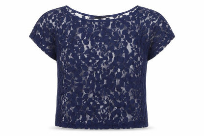 Atmosphere Womens Blue Floral Polyester Basic Blouse Size 8 Round Neck