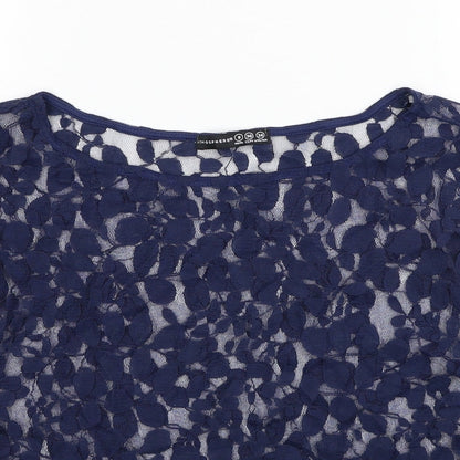 Atmosphere Womens Blue Floral Polyester Basic Blouse Size 8 Round Neck