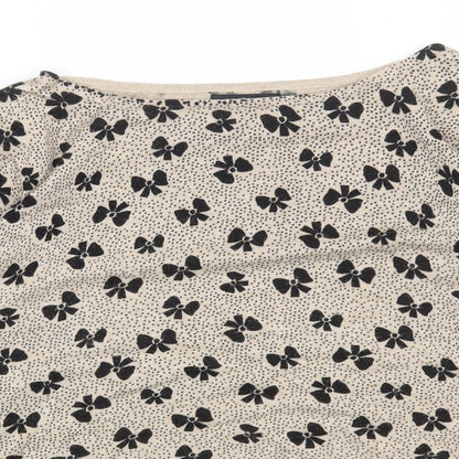 M&Co Womens Brown Round Neck Geometric Viscose Pullover Jumper Size 14