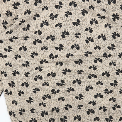 M&Co Womens Brown Round Neck Geometric Viscose Pullover Jumper Size 14