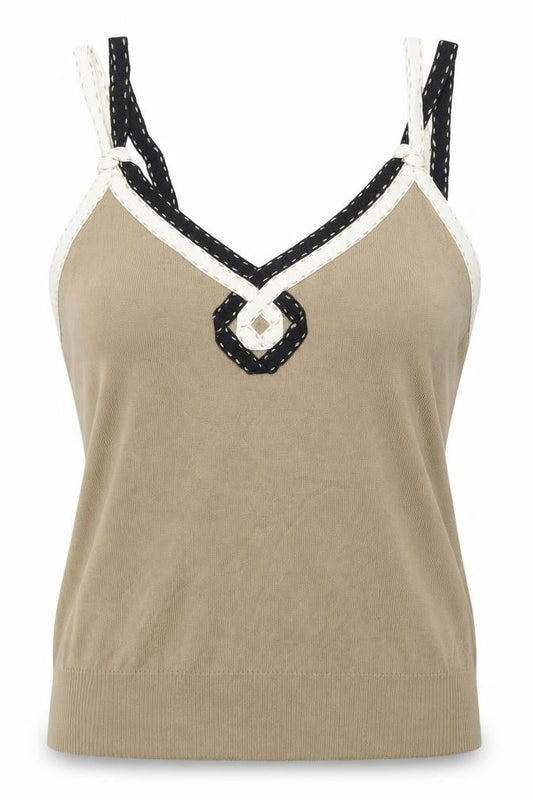 BANDOLERA Womens Beige Cotton Camisole Tank Size L V-Neck