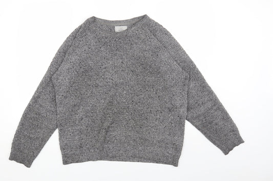 Marks and Spencer Womens Grey Round Neck Acrylic Pullover Jumper Size L