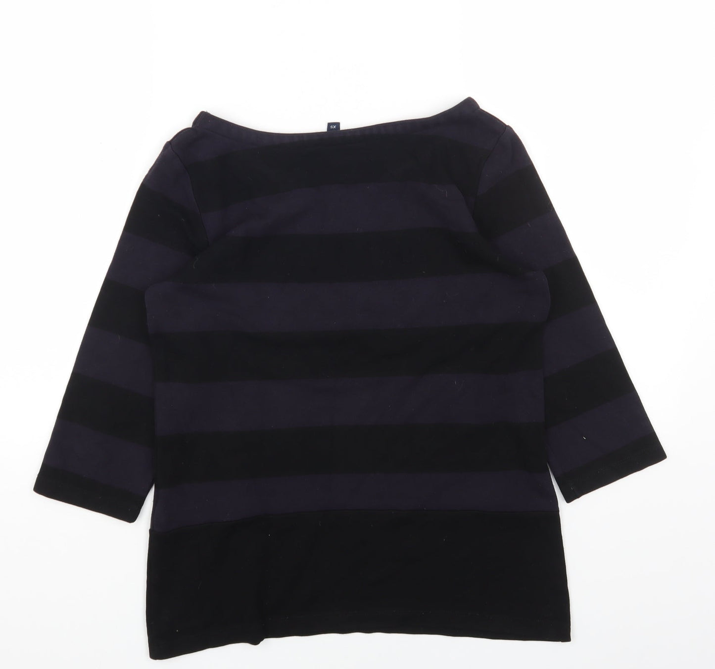 French Connection Womens Purple Striped Viscose Basic T-Shirt Size XS Boat Neck