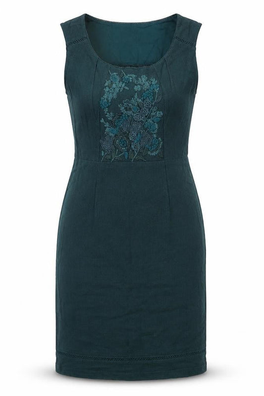 Per Una Womens Green Cotton Sheath Size 10 Scoop Neck Pullover