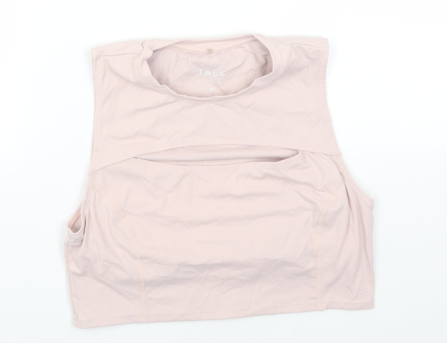 Preworn Womens Pink Polyester Cropped Tank Size 10 Round Neck