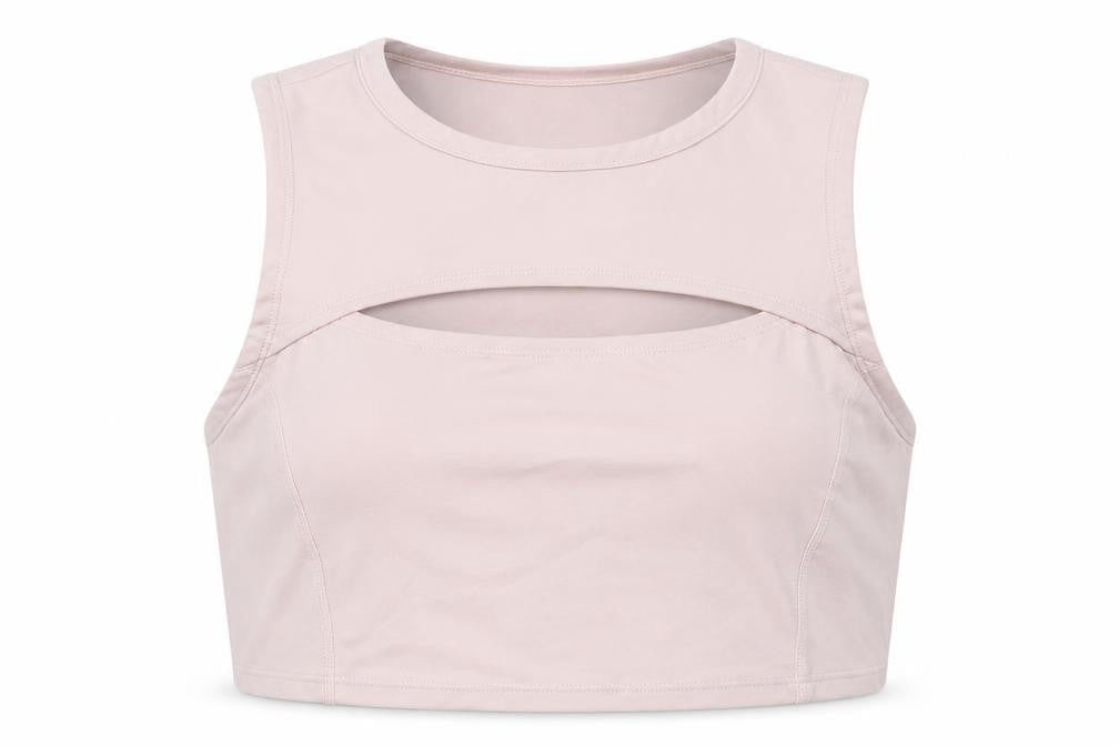Preworn Womens Pink Polyester Cropped Tank Size 10 Round Neck