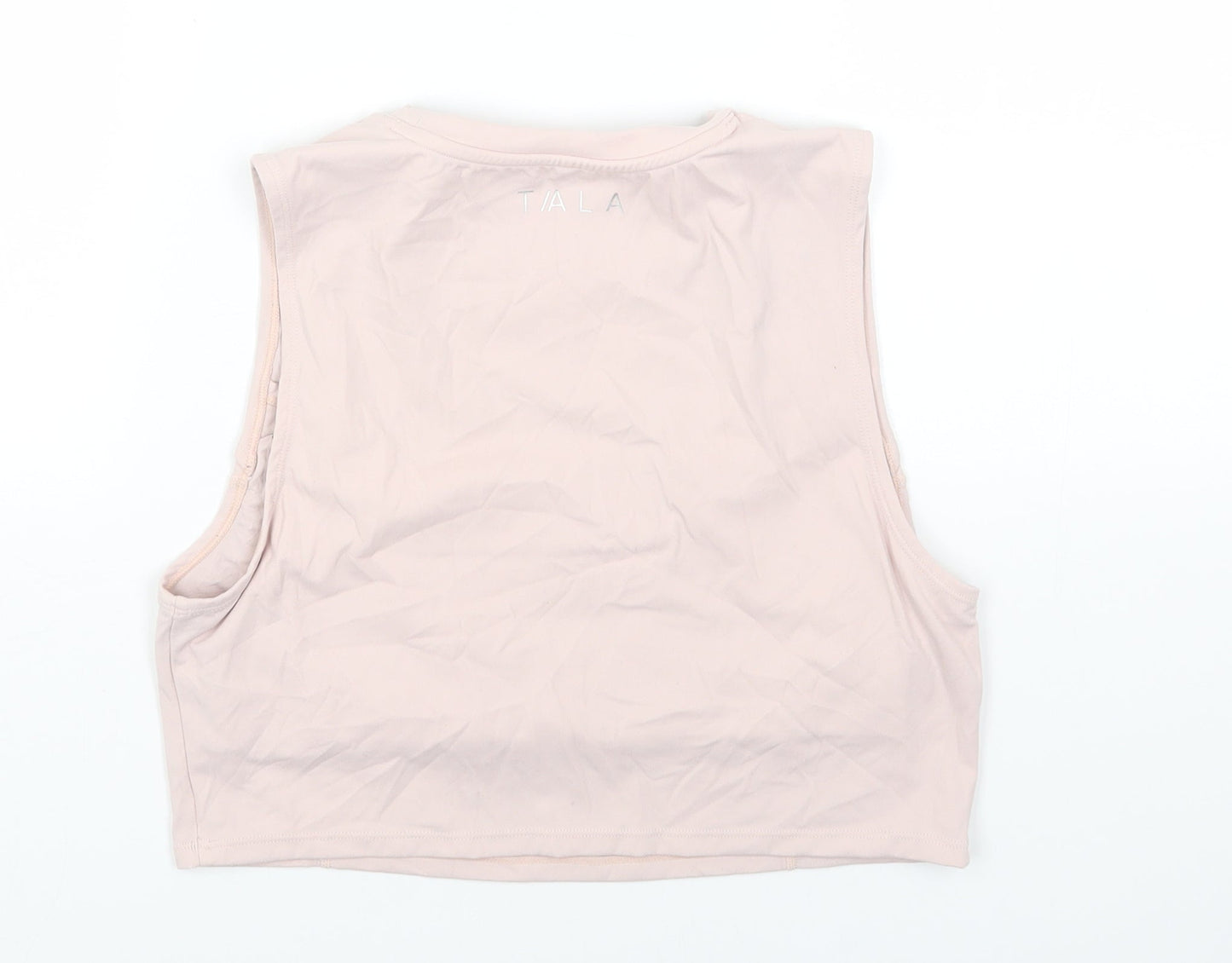Preworn Womens Pink Polyester Cropped Tank Size 10 Round Neck