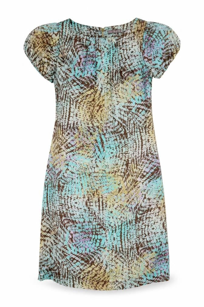 Marks & Spencer Womens Multicoloured Geometric Polyester Shift Size 8 Boat Neck Zip