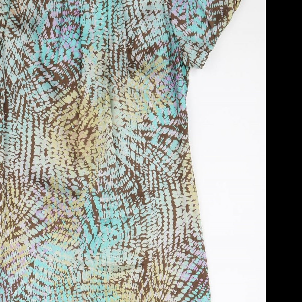 Marks and Spencer Womens Multicoloured Geometric Polyester Shift Size 8 Boat Neck Zip
