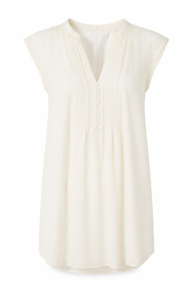 H&M Womens White Polyester Shirt Dress Size 42 V-Neck Button