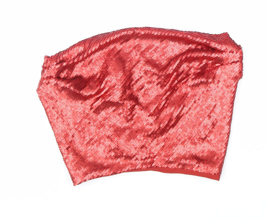 Zara Womens Red Polyester Cropped Tank Size S Cowl Neck