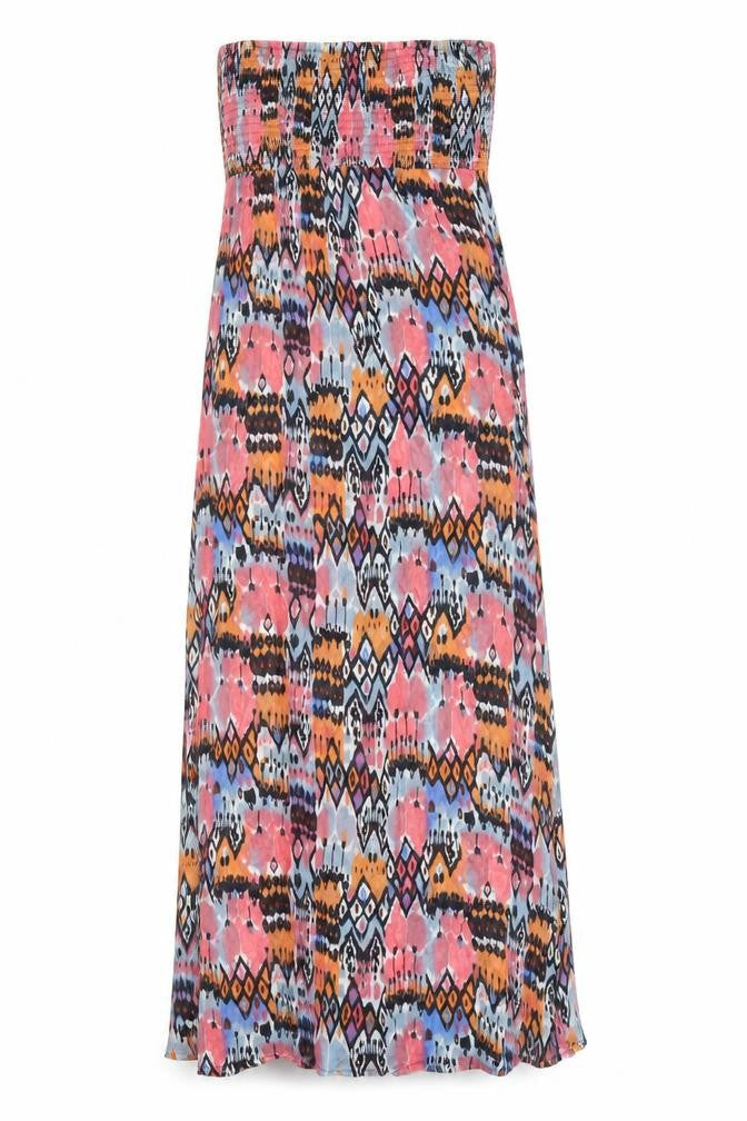 Topshop Womens Multicoloured Geometric Polyester Maxi Size M Off the Shoulder Pullover - Shirred