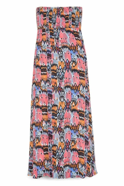 Topshop Womens Multicoloured Geometric Polyester Maxi Size M Off the Shoulder Pullover - Shirred