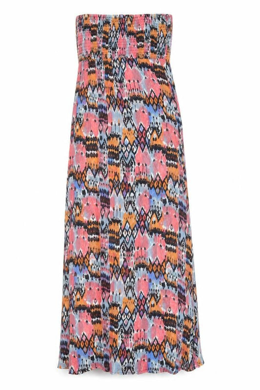 Topshop Womens Multicoloured Geometric Polyester Maxi Size M Off the Shoulder Pullover - Shirred