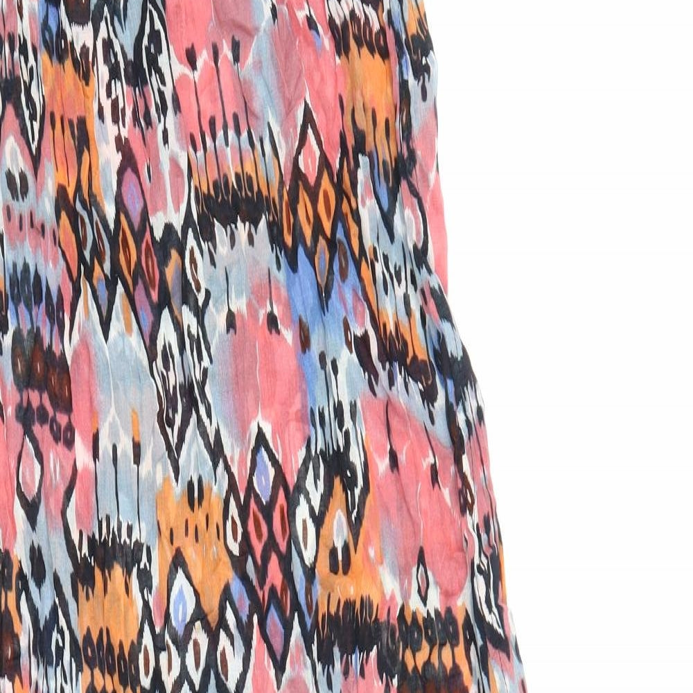 Topshop Womens Multicoloured Geometric Polyester Maxi Size M Off the Shoulder Pullover - Shirred