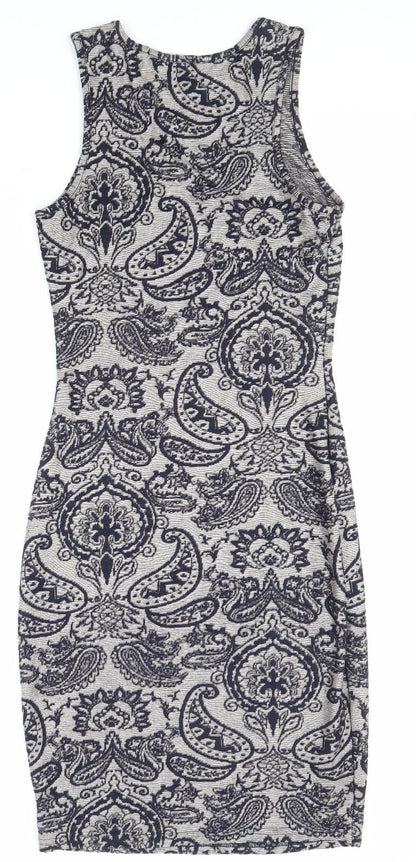 Atmosphere Womens Blue Paisley Polyester Pencil Dress Size 10 Boat Neck Pullover