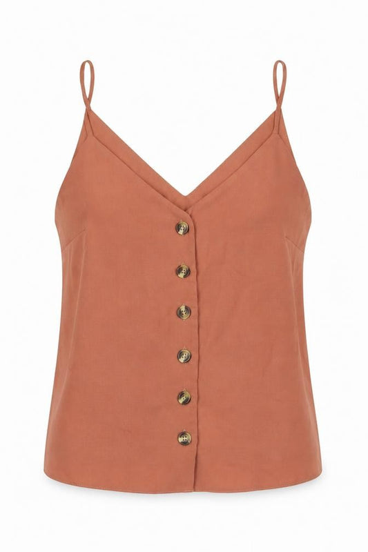 New Look Womens Brown Polyester Camisole Tank Size 8 V-Neck