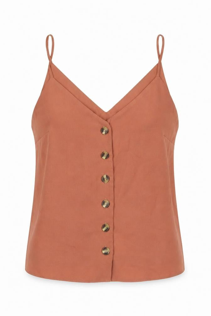 New Look Womens Brown Polyester Camisole Tank Size 8 V-Neck