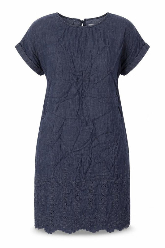 NEXT Womens Blue Cotton Shift Size 12 Round Neck Button