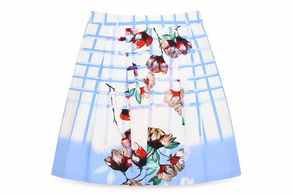 Great Plains Womens Blue Geometric Polyester A-Line Skirt Size 10 Zip