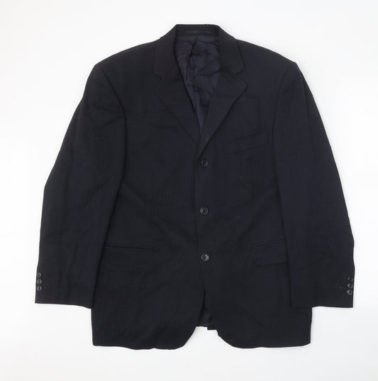 Burton Mens Blue Striped Wool Jacket Blazer Size 42