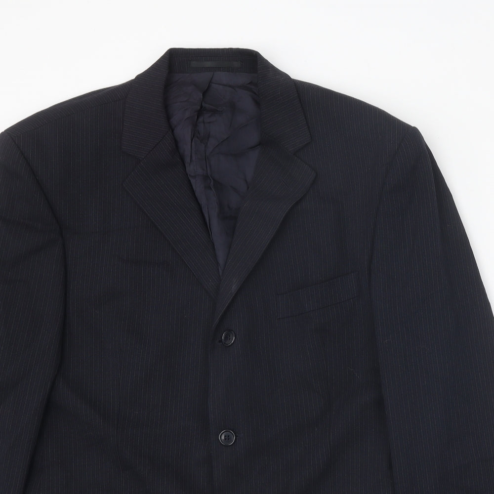 Burton Mens Blue Striped Wool Jacket Blazer Size 42