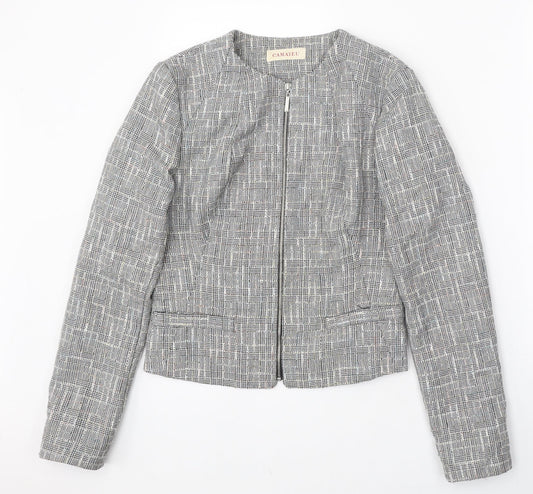 Camaieu Womens Grey Plaid Jacket Size 6 Zip