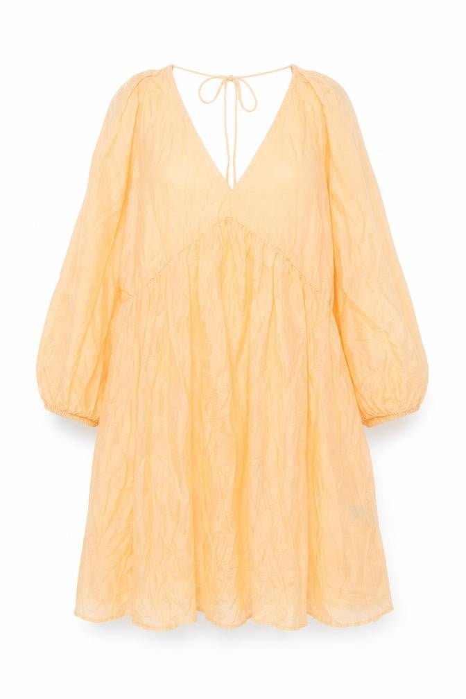 H&M Womens Orange Viscose A-Line Size XS V-Neck Tie