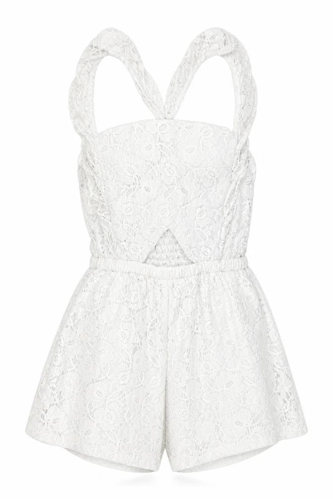 Reverse Womens White Polyester Playsuit One-Piece Size S Pullover