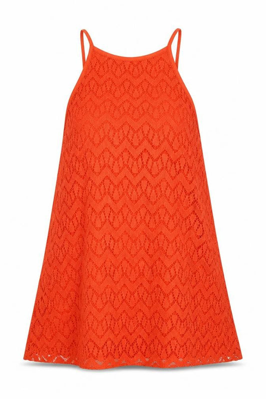 Atmosphere Womens Orange Geometric Viscose Basic Tank Size 4 Round Neck