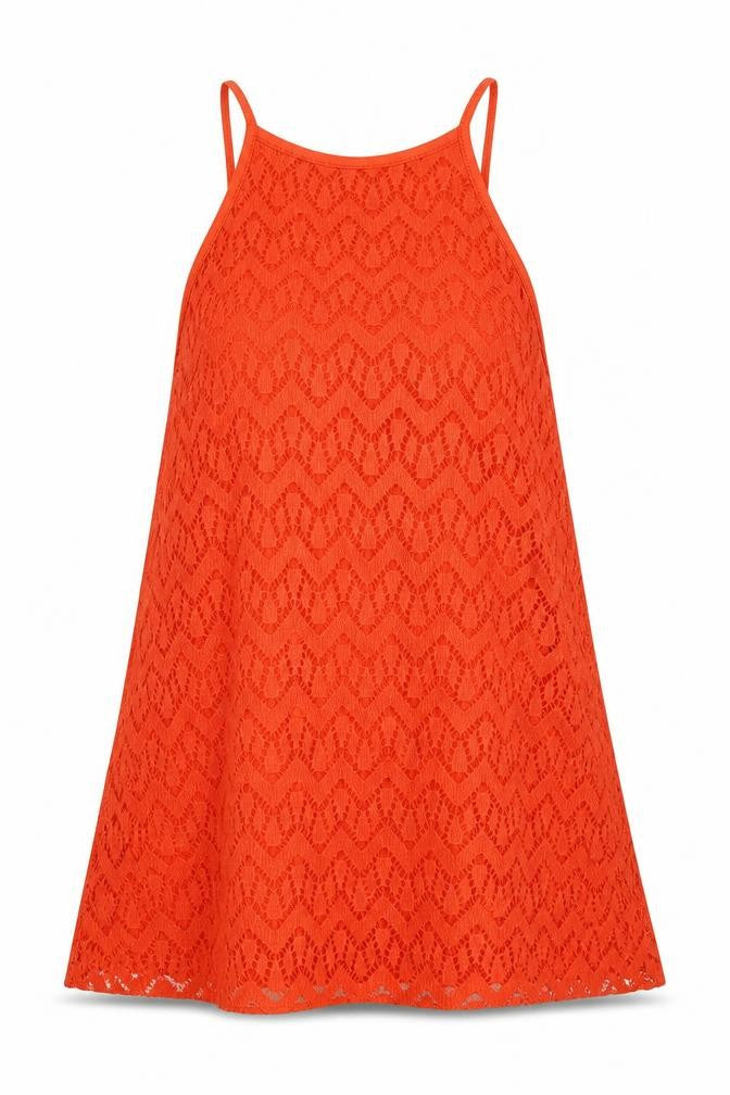 Atmosphere Womens Orange Geometric Viscose Basic Tank Size 4 Round Neck