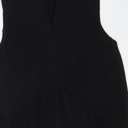 Next Womens Black Polyester Trapeze & Swing Size 14 V-Neck Pullover