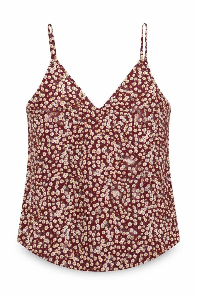 SheIn Womens Red Floral Polyester Camisole Blouse Size M V-Neck