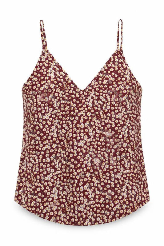 SheIn Womens Red Floral Polyester Camisole Blouse Size M V-Neck