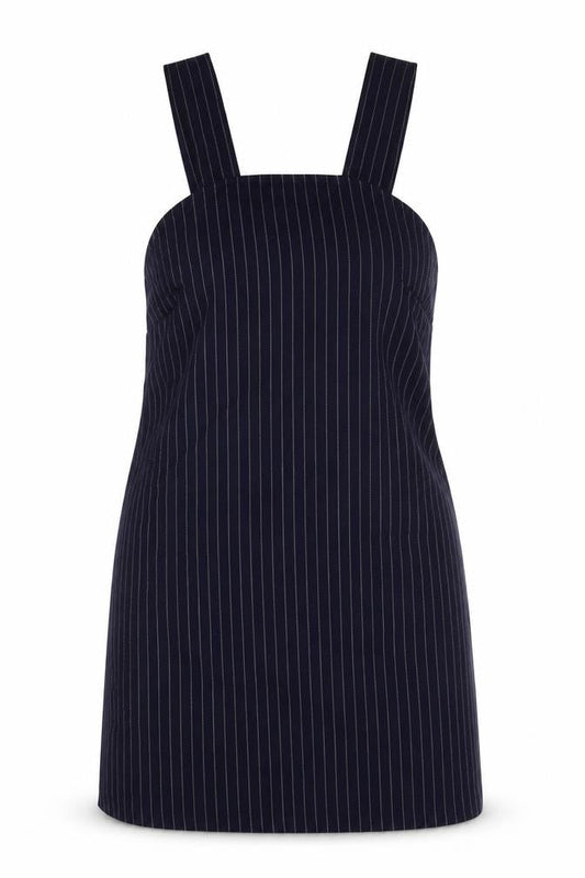 Cooperative Womens Blue Striped Polyester Tank Dress Size M Square Neck Zip