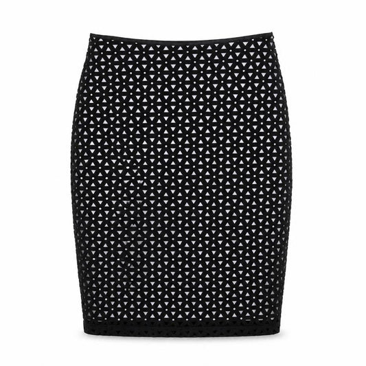 Roman Womens Black Geometric Polyester Straight & Pencil Skirt Size 10 Zip